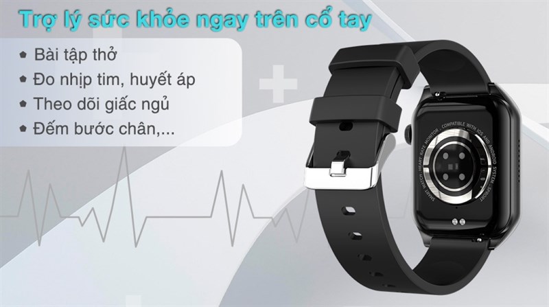 Với cảm biến tiên tiến, BeFit WatchS có khả năng theo dõi nhịp tim, đo huyết áp và giám sát giấc ngủ
