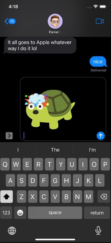 Icon được pha trộn sẽ có nền trong suốt khi được gửi vào iMessage