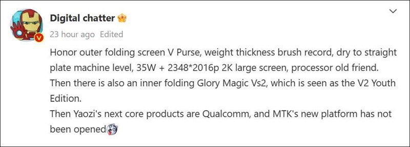 Rò rỉ về Honor V Purse được đăng tải bởi Digital Chat Station