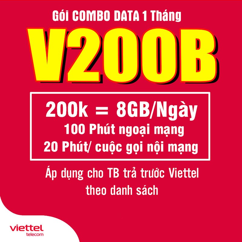 Cách đăng ký gói V200B Viettel