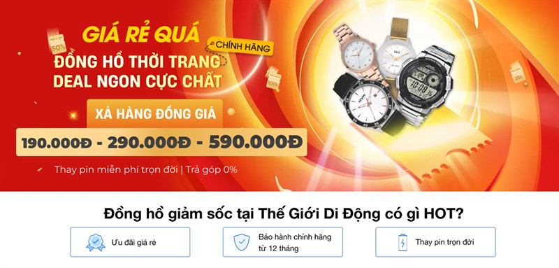 Chưa hết đâu, nếu bạn có nhu cầu chọn mua đồng hồ thời trang giảm giá nhiều hơn thế. Bạn có thể tham khảo thêm ở nút cao bên dưới nha, rất nhiều mẫu đồng hồ thời trang 'được chọn lọc' giảm giá cực đã ở nút cam đó, tha hồ mà chọn lựa để đáp ứng nhu cầu cá nhân.  MUA ĐỒNG HỒ THỜI TRANG GIẢM GIÁ SỐC