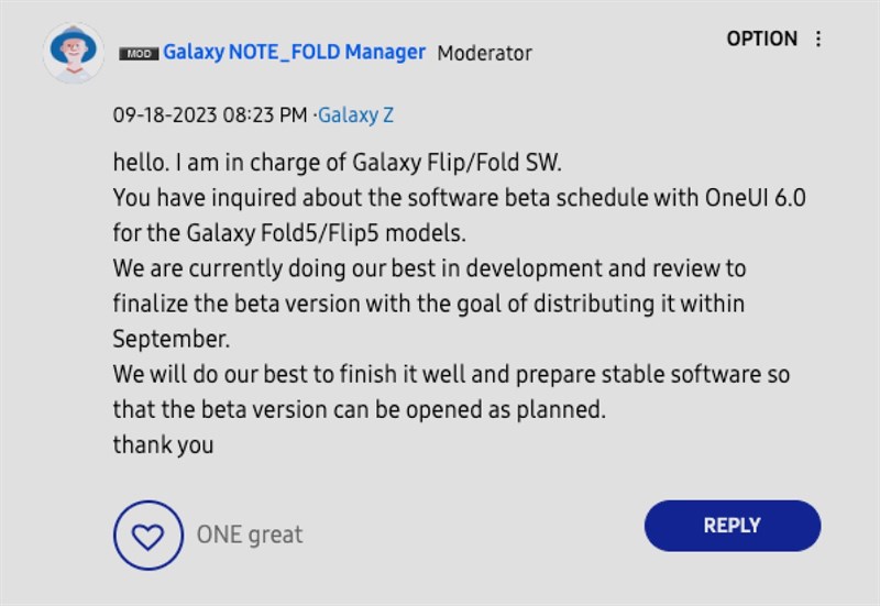 Một người điều hành diễn đàn của Samsung đã xác nhận One UI 6 Beta cho Galaxy Z Flip5 và Galaxy Z Fold5