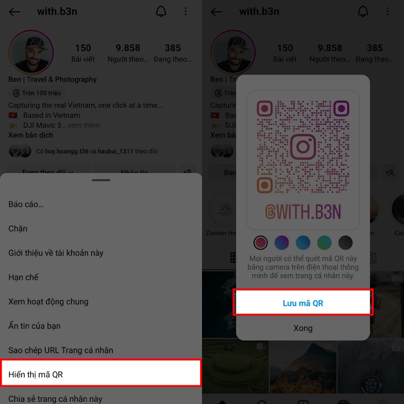 Cách lấy mã QR của người khác trên Instagram