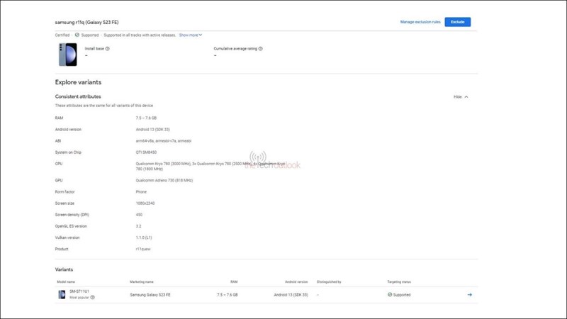 Samsung Galaxy S23 FE bản chip Snapdragon