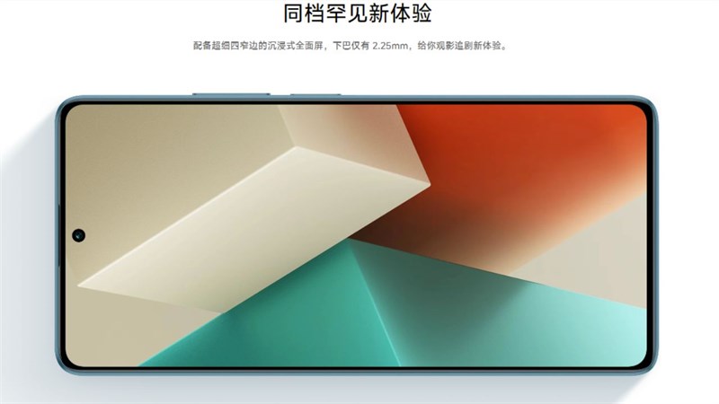 Ở mặt trước, Redmi Note 13 sở hữu màn hình OLED đục lỗ ở vị trí trung tâm.