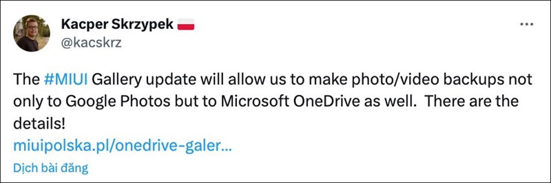Bài đăng của leaker về tính năng mới của ứng dụng Gallery trên MIUI