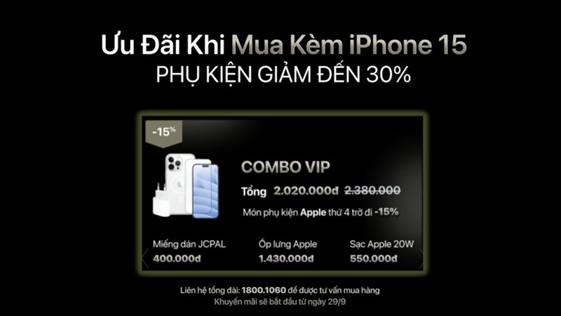 Combo phụ kiện dành cho iPhone 15 quá trời ưu đãi, giảm đến 30%, mua ngay!