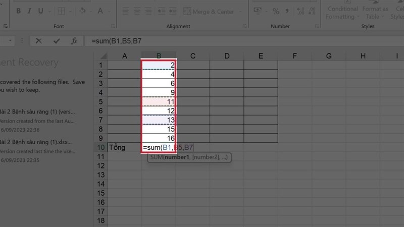Cách tính tổng các ô không liền nhau trong Excel Cách tính tổng các ô không liền nhau trong Excel