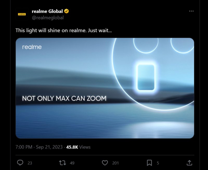 Bài đăng của realme Global trên X