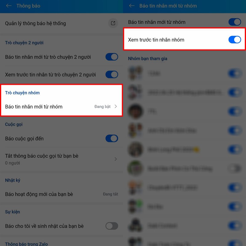Zalo không hiện tin nhắn trong thông báo