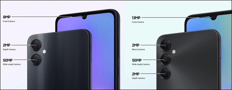 Galaxy A05 và Galaxy A05s sở hữu camera chính ở mặt sau lên đến 50 MP