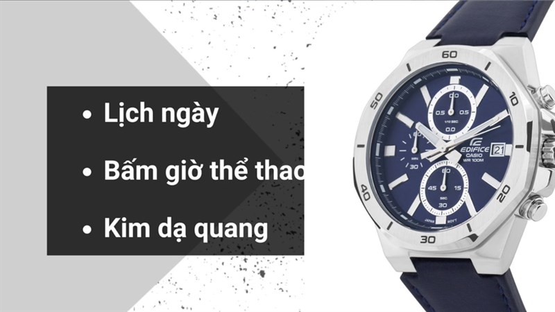 4. Đồng hồ EDIFICE CASIO 44.3 mm Nam EFV-640L-2AVUDF