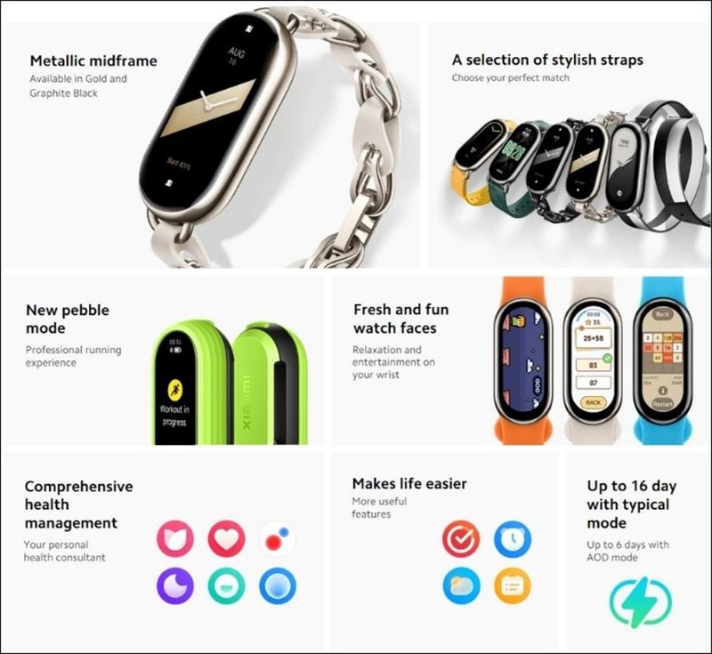 Xiaomi Smart Band 8 có nhiều chế độ theo dõi để phục vụ nhiều nhu cầu