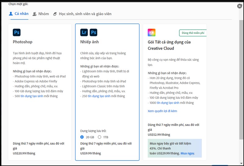 Phí dịch vụ của Photoshop phiên bản web Phí dịch vụ của Photoshop phiên bản web
