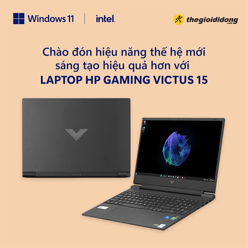 Laptop HP Gaming Victus 15 sở hữu thiết kế hiện đại không kém phần cứng cáp, sang trọng