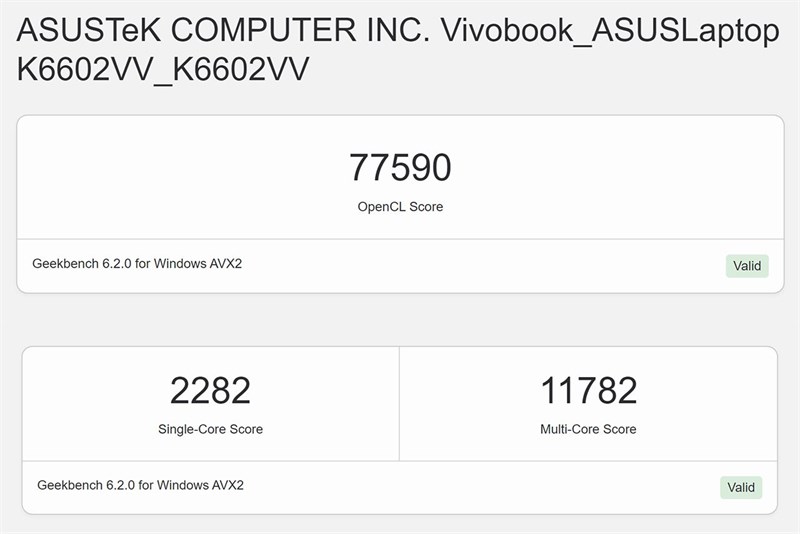 Điểm Geekbench 6 của ASUS Vivobook Pro 16 OLED Điểm Geekbench 6 của ASUS Vivobook Pro 16 OLED