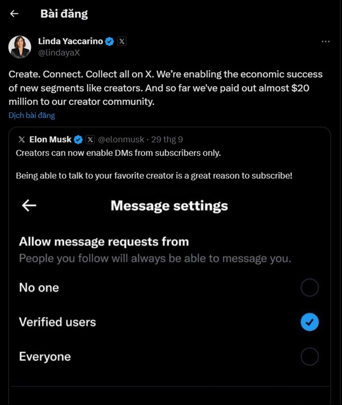 Bài viết của CEO X đăng trên mạng xã hội X