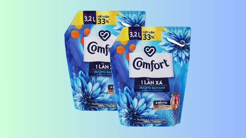 Nước xả vải Comfort một lần xả hương ban mai 3.2 lít 2 túi