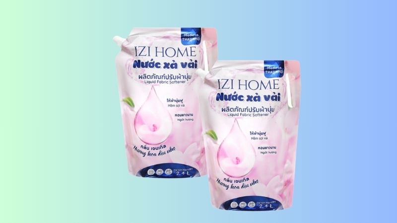 Nước xả vải Izi Home hương hoa dịu nhẹ 2.4 lít 2 túi