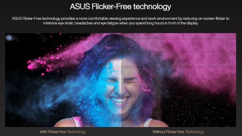 Có công nghệ ASUS Khử nhấp nháy (trái), Không có công nghệ ASUS Khử nhấp nháy (phải) Có công nghệ ASUS Khử nhấp nháy (trái), Không có công nghệ ASUS Khử nhấp nháy (phải)