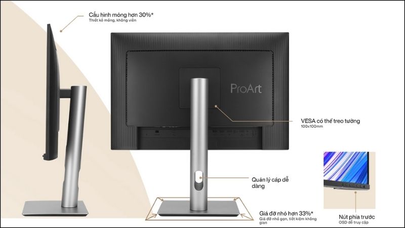 Thiết kế tiện lợi của màn hình Asus ProArt PA279CRV 27 inch Thiết kế tiện lợi của màn hình Asus ProArt PA279CRV 27 inch.