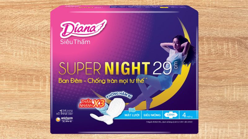 Băng vệ sinh ban đêm Diana Super Night siêu thấm chống tràn