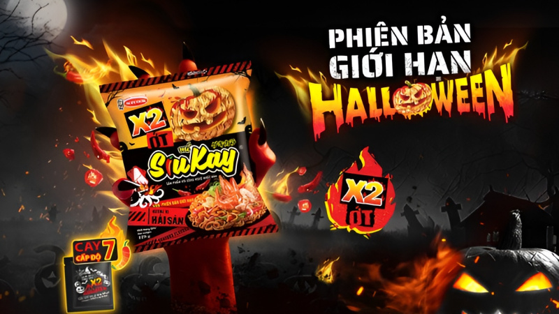 Mì Siukay Halloween có vị cay nồng xé lưỡi vô cùng hấp dẫn