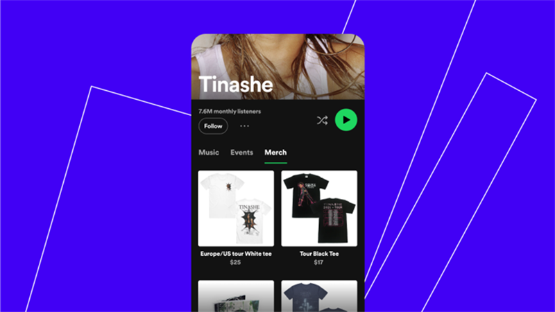 Trong tab Hàng hóa, nghệ sĩ có thể hiển thị tối đa 12 mặt hàng của mình Trong tab Hàng hóa, nghệ sĩ có thể hiển thị tối đa 12 mặt hàng của mình