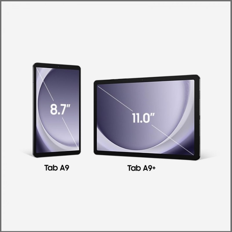 Kích thước màn hình của Galaxy Tab A9 và Galaxy Tab A9+