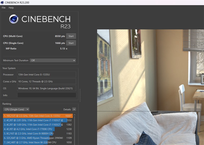 Điểm Cinebench R23 của Dell Inspiron 3530 Điểm Cinebench R23 của Dell Inspiron 3530