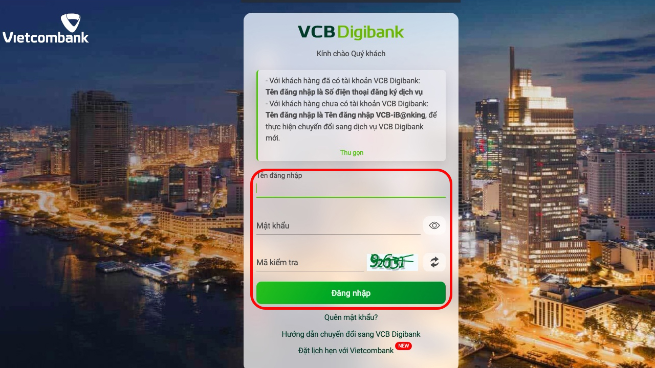 Cách xem lịch sử giao dịch Vietcombank