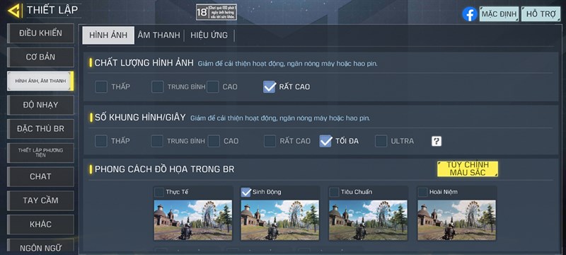 Thiết lập đồ họa Call Of Duty Mobile mà mình áp dụng trên Xiaomi 13T