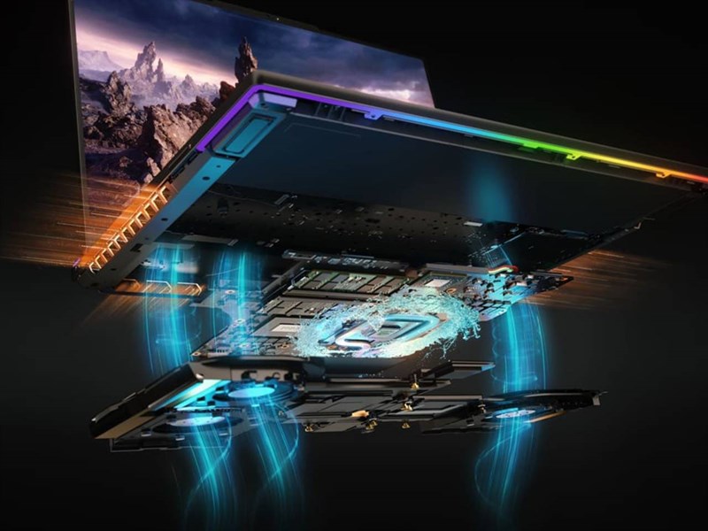 Lenovo Legion 9 16IRX8 có hệ thổng tản nhiệt nước kết hợp với không khí và kim loại lỏng