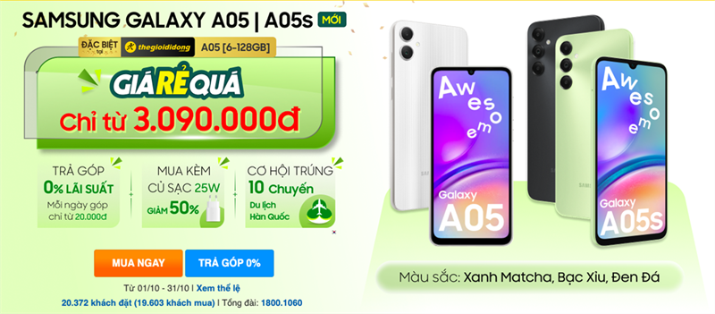 Siêu HOT: Galaxy A05 | A05s tại TGDĐ vượt mốc 20.000 người mua sau hơn 3 tuần, xem ngay ưu đãi hiện tại