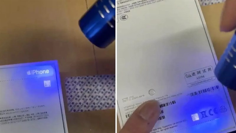Hộp mới của iPhone 15 giả có thể quét tia UV y hệt như hàng thật