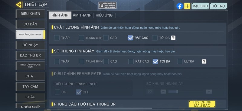 Thiết lập đồ họa Call Of Duty Mobile mà mình sử dụng trên iPhone 14 Pro Max