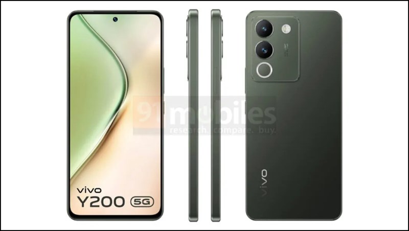 Ảnh render của Vivo Y200 5G phiên bản màu Jungle Green