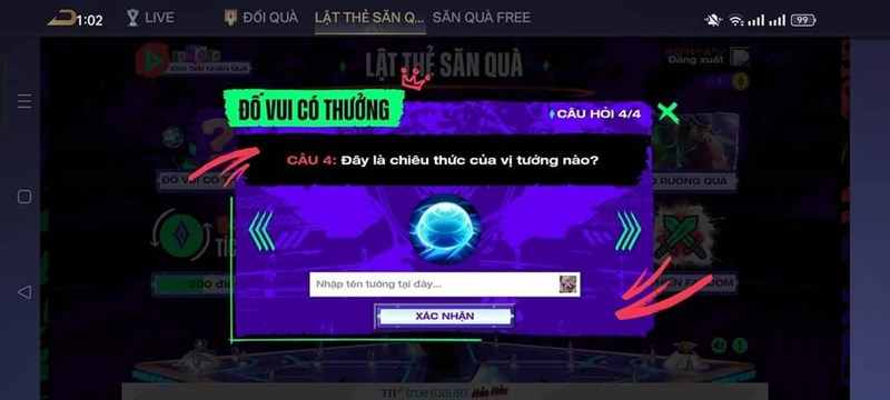 Đáp án Lật Thẻ Săn Quà Liên Quân