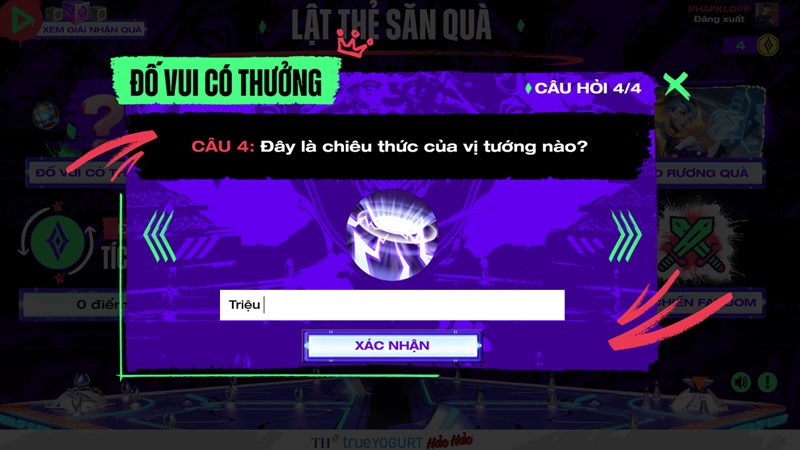 Đáp án Lật Thẻ Săn Quà