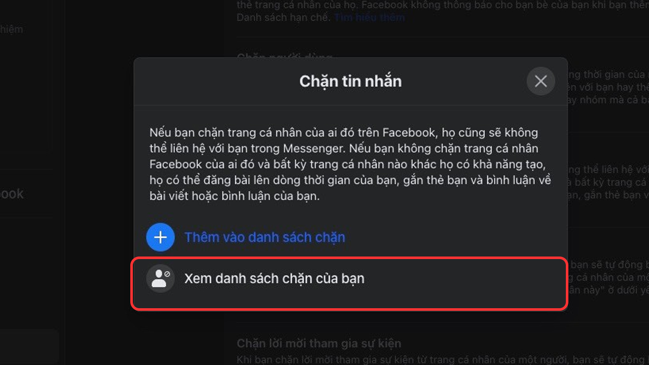 Cách bỏ chặn trên Messenger