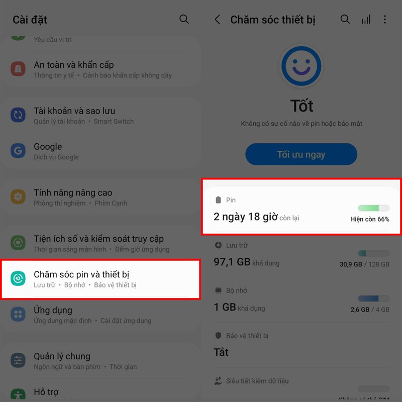 Hướng dẫn cách bật tiết kiệm pin trên Samsung Galaxy A05