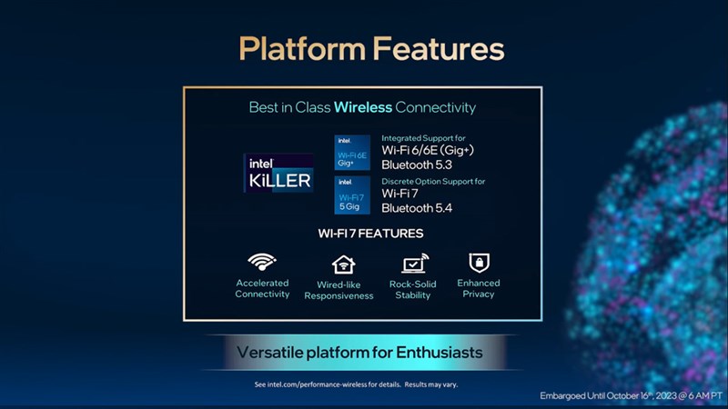 Intel Core thế hệ 14 hỗ trợ chuẩn Wifi 7 và Bluetooth 5.4 mới nhất Intel Core thế hệ 14 hỗ trợ chuẩn Wifi 7 và Bluetooth 5.4 mới nhất