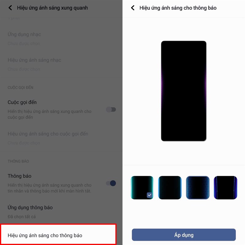 Cách bật hiệu ứng ánh sáng viền thông báo trên Vivo