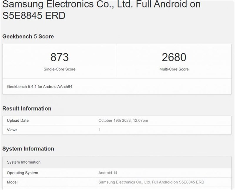 Điểm chuẩn Geekbench bị rò rỉ của Exynos 1480 Điểm chuẩn Geekbench bị rò rỉ của Exynos 1480