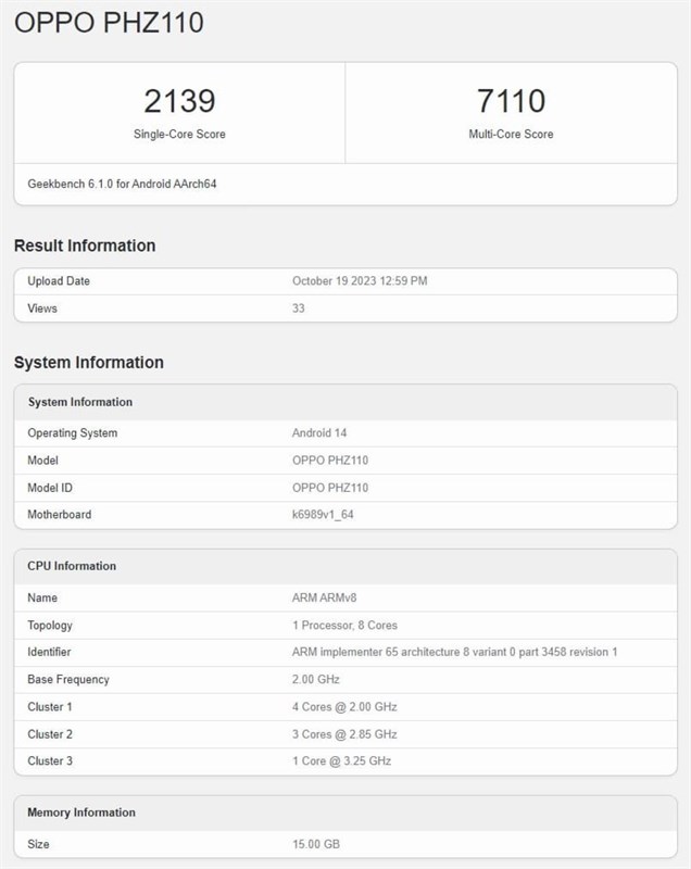 OPPO Find X7 trên Geekbench