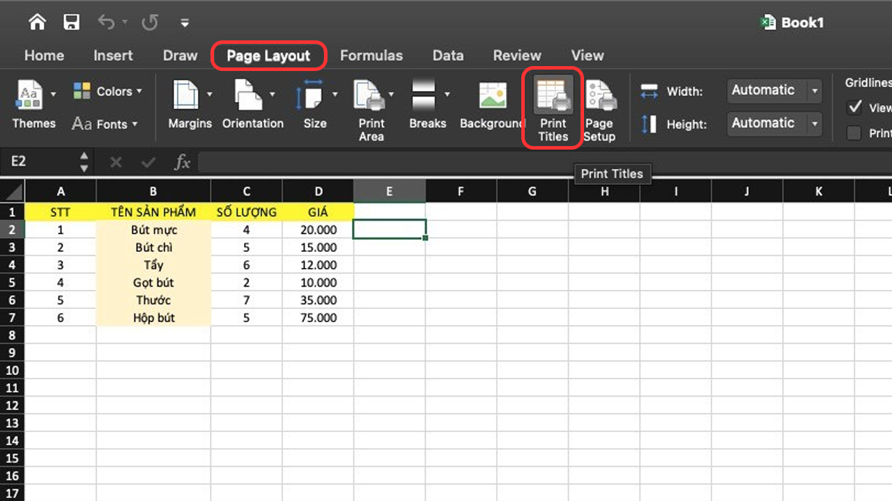 Cách lặp lại tiêu đề trong Excel