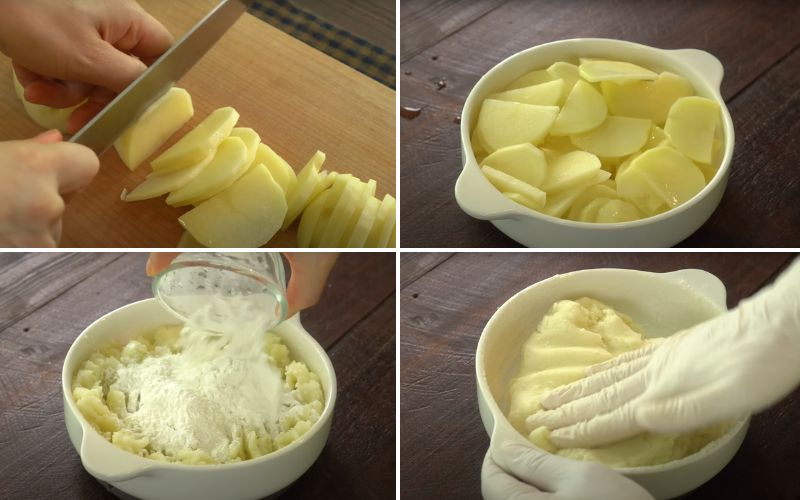  Sơ chế các nguyên liệu khác và làm bột khoai tây