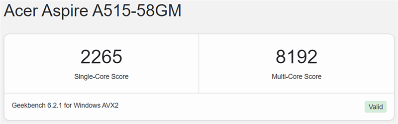 Điểm GeekBench 6 (đơn nhân/đa nhân) trên Acer Aspire 5 Gaming A515. Điểm GeekBench 6 (đơn nhân/đa nhân) trên Acer Aspire 5 Gaming A515.