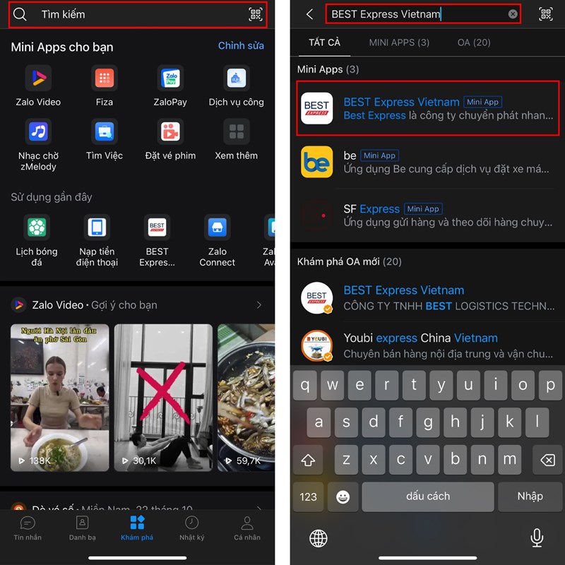 Cách tra cứu mã vận đơn BEST trên Zalo