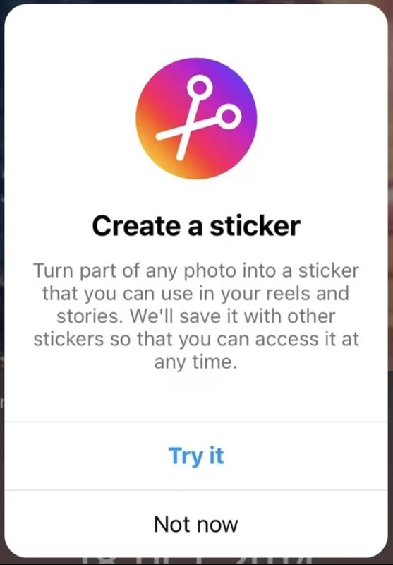 Thông báo người dùng thử tính năng tạo sticker của Instagram